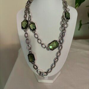 Anne Klein Green Color Necklace (36") in Silver Tone for any occasion